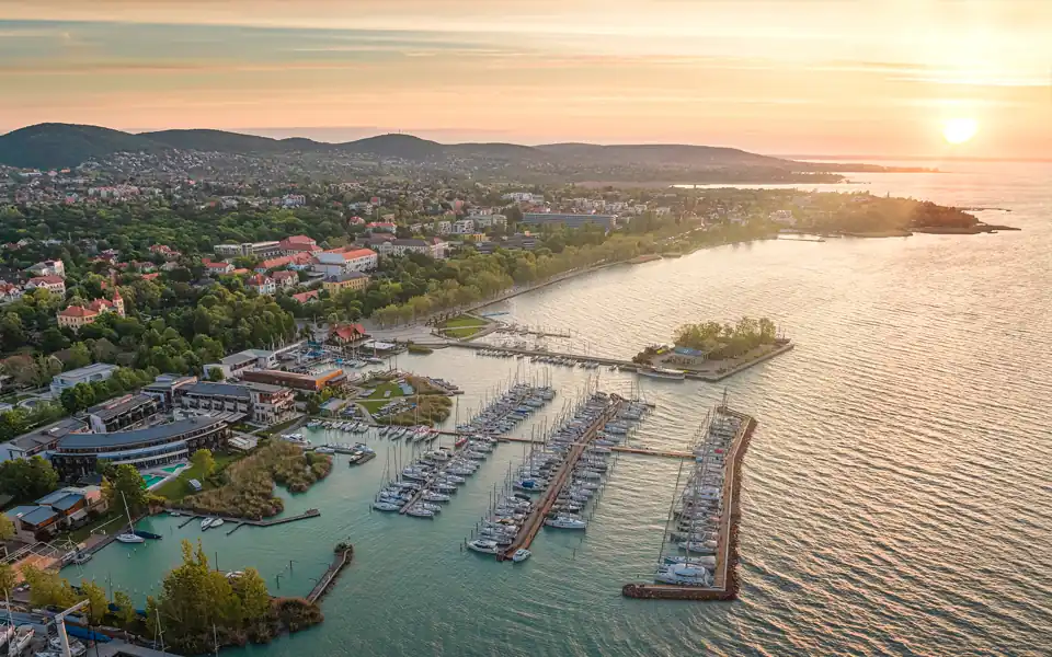 Aerial view of Balatonfüred and Lake Balaton